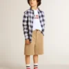 Camicie a quadri blu e bianca da bambino con stampa sul retro
