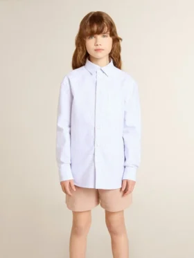 Camicie a righe per bambine con scritta ricamata sulla tasca