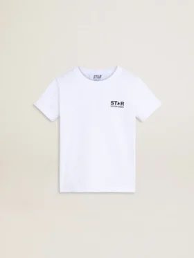 Camicie bianche con logo e stella neri a contrasto