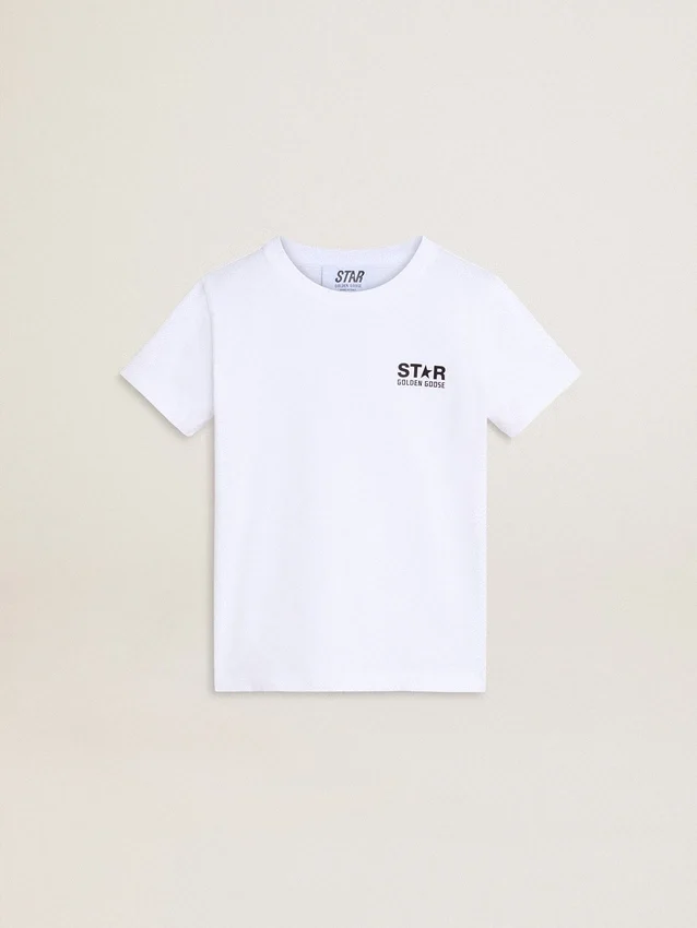 Camicie bianche con logo e stella neri a contrasto