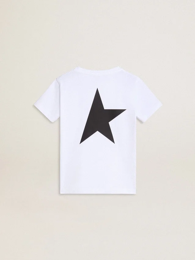 Camicie bianche con logo e stella neri a contrasto