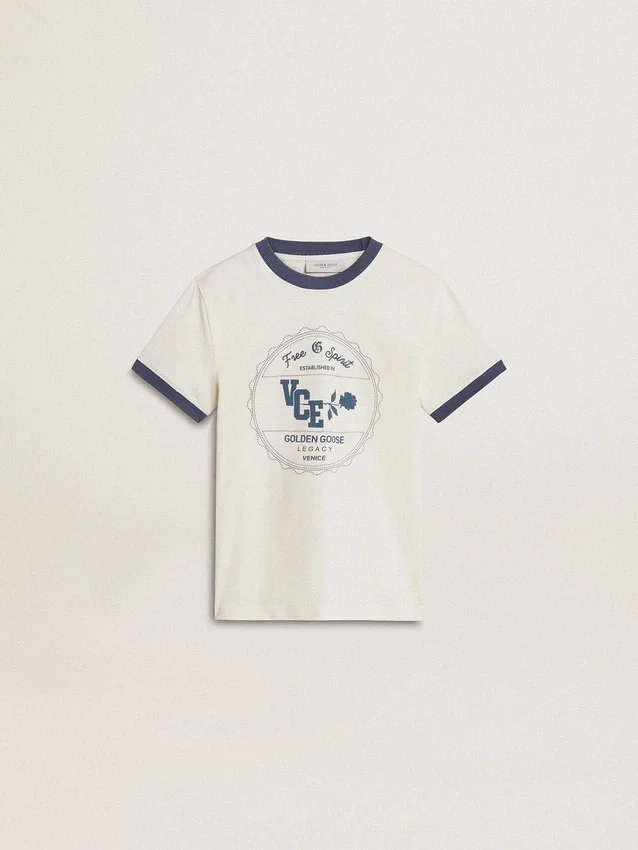 Camicie bianche da bambino con stampa blu