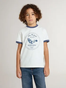 Camicie bianche da bambino con stampa blu