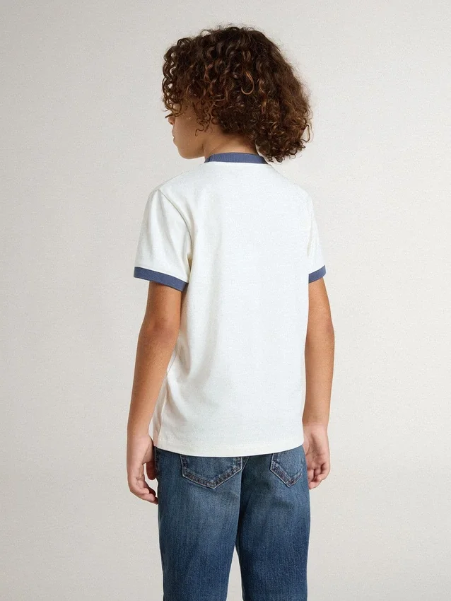 Camicie bianche da bambino con stampa blu