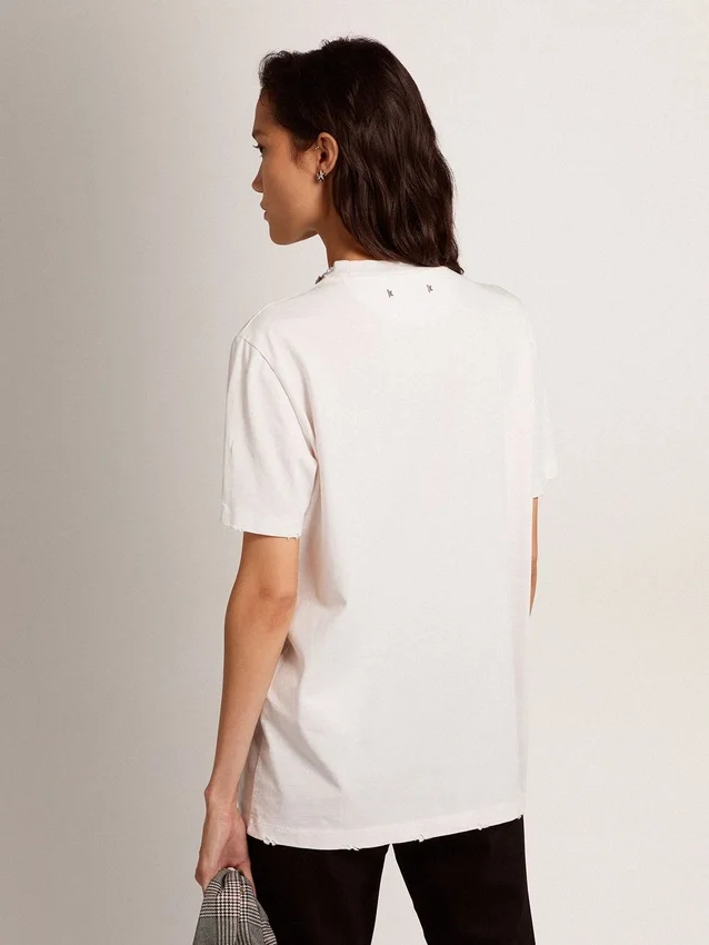 Camicie bianche da donna con cristalli cabochon