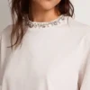 Camicie bianche da donna con cristalli cabochon