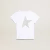 Camicie bianche e argento con logo e maxi stella in glitter argento