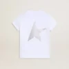Camicie bianche e argento con logo e maxi stella in glitter argento