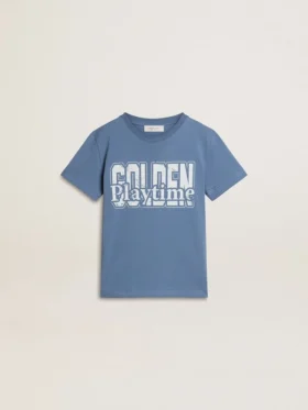 Camicie blu da bambini con stampa bianca