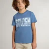 Camicie blu da bambini con stampa bianca