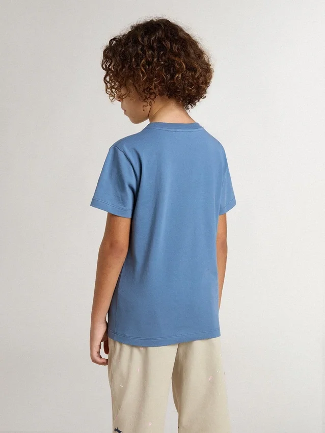 Camicie blu da bambini con stampa bianca