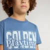 Camicie blu da bambini con stampa bianca