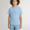Camicie da bambino azzurre con stampa