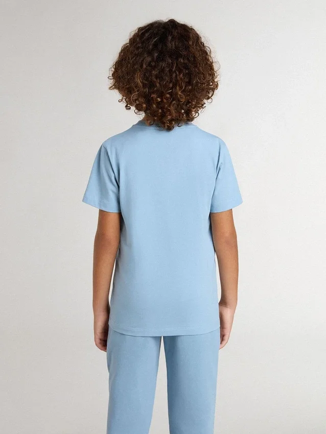 Camicie da bambino azzurre con stampa