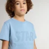 Camicie da bambino azzurre con stampa