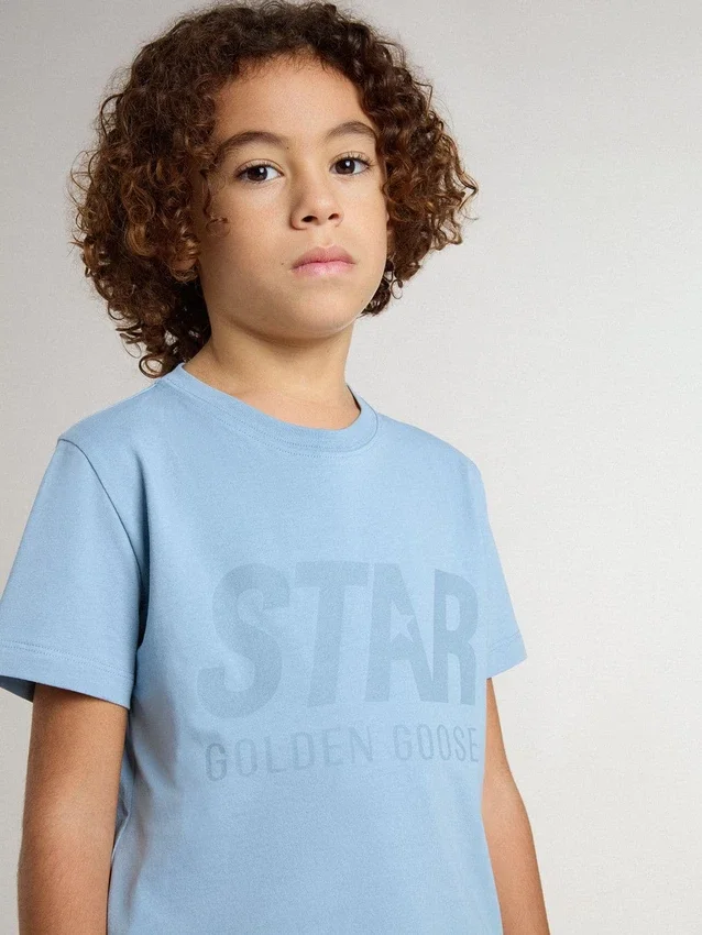 Camicie da bambino azzurre con stampa