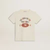 Camicie da bambino in bianco consumato con scritte multicolori