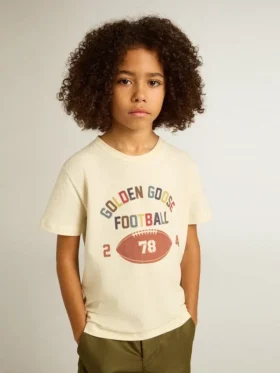 Camicie da bambino in bianco consumato con scritte multicolori