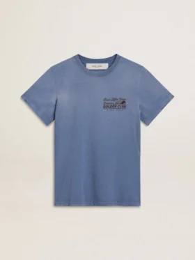Camicie da donna azzurro sbiadito con stampa sul petto