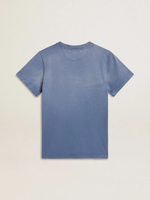 Camicie da donna azzurro sbiadito con stampa sul petto