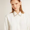 Camicie da donna con motivo a righe verticali e ricami in cristallo