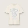 Camicie da donna in cotone bianco invecchiato con stampa vintage