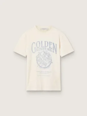 Camicie da donna in cotone bianco invecchiato con stampa vintage
