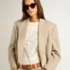Camicie da donna in cotone bianco invecchiato con stampa vintage