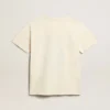 Camicie da donna in cotone bianco invecchiato con stampa vintage