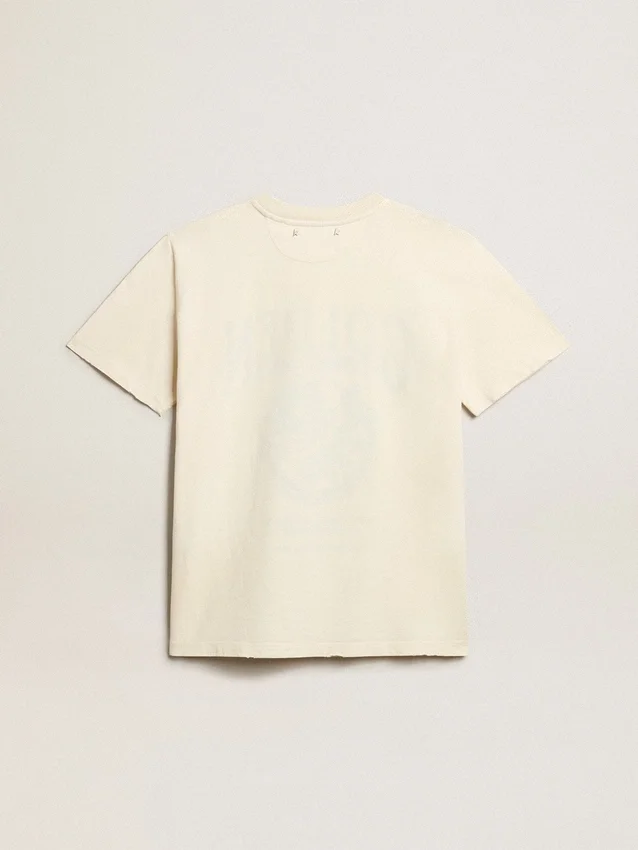 Camicie da donna in cotone bianco invecchiato con stampa vintage