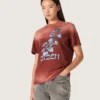 Camicie da donna in jersey di cotone color ruggine con stampa floreale