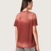 Camicie da donna in jersey di cotone color ruggine con stampa floreale