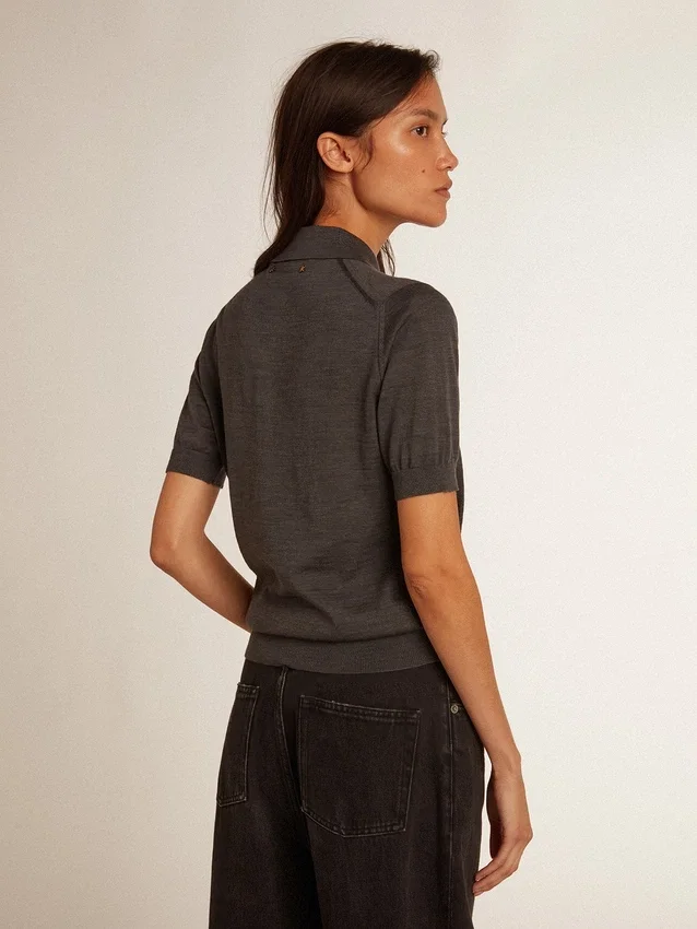 Camicie da donna in lana merino antracite