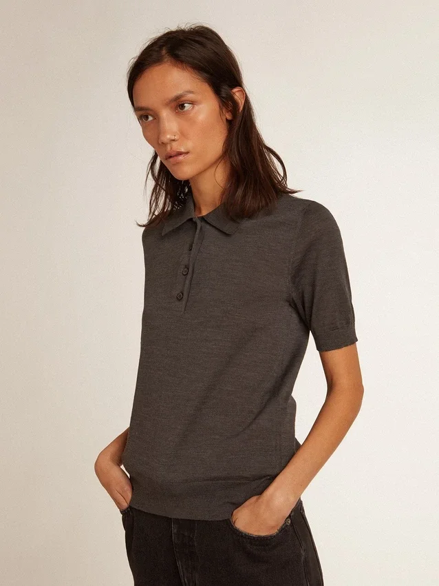 Camicie da donna in lana merino antracite