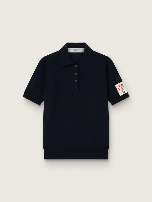 Camicie da donna in lana merino blu navy
