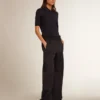 Camicie da donna in lana merino blu navy