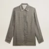 Camicie da donna in misto viscosa e seta verde con motivo floreale