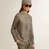 Camicie da donna in misto viscosa e seta verde con motivo floreale