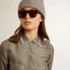 Camicie da donna in misto viscosa e seta verde con motivo floreale
