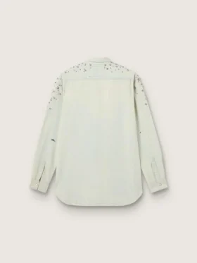 Camicie da donna in stile boyfriend sbiancate con cristalli cabochon