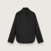 Camicie da donna in twill di lana nero con ricami floreali in perline di vetro