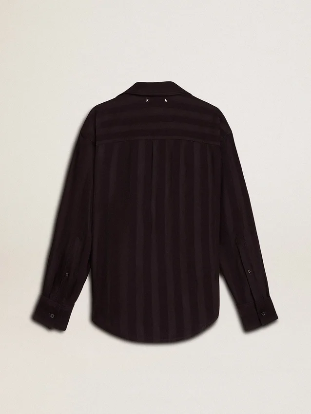 Camicie da donna nere a righe verticali con chiusura a nodo laterale