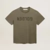 Camicie da donna verde oliva con scritte dorate