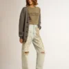 Camicie da donna verde oliva con scritte dorate