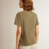 Camicie da donna verde oliva con scritte dorate