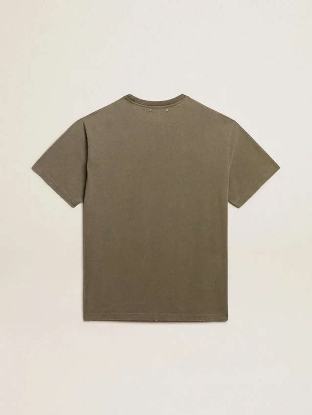 Camicie da donna verde oliva con scritte dorate
