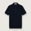 Camicie da uomo a maniche corte in lana merino blu navy