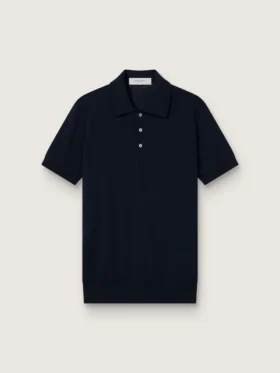 Camicie da uomo a maniche corte in lana merino blu navy