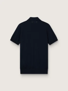 Camicie da uomo a maniche corte in lana merino blu navy