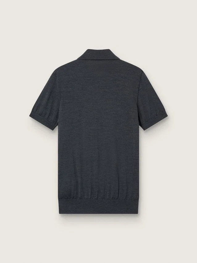 Camicie da uomo a maniche corte in lana merino grigia
